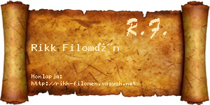 Rikk Filomén névjegykártya